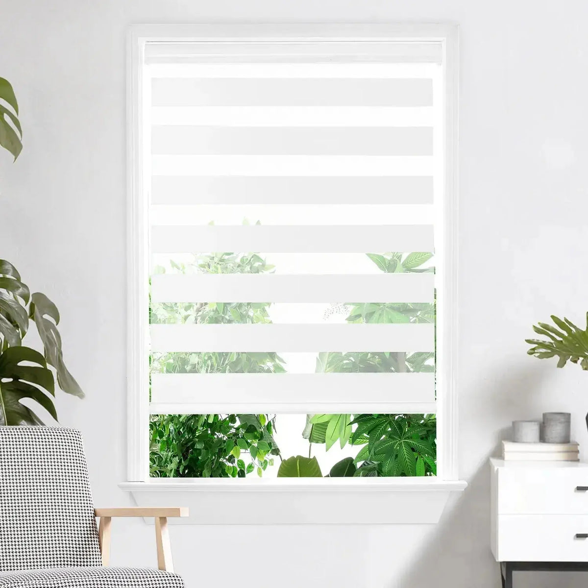 Pure White Light Filtered Zebra Blinds by Zebra Blinds Inc