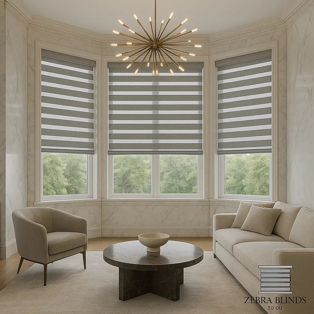 Grey Blackout Zebra Blinds Premium Finish