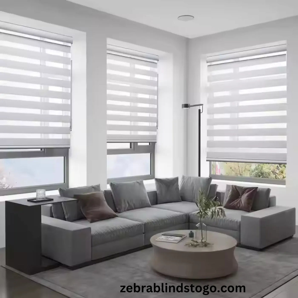 White Textured Zebra Blinds Premium Finish